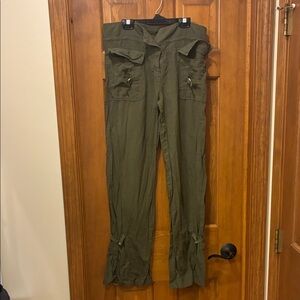 💗United colors of Benetton Olive Green Cargo Pants high waisted paper bag XS